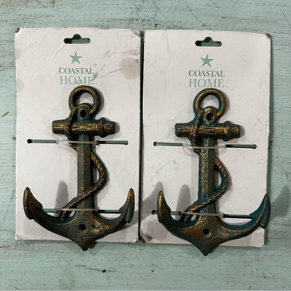 “Coastal Home” anchor towels hooks